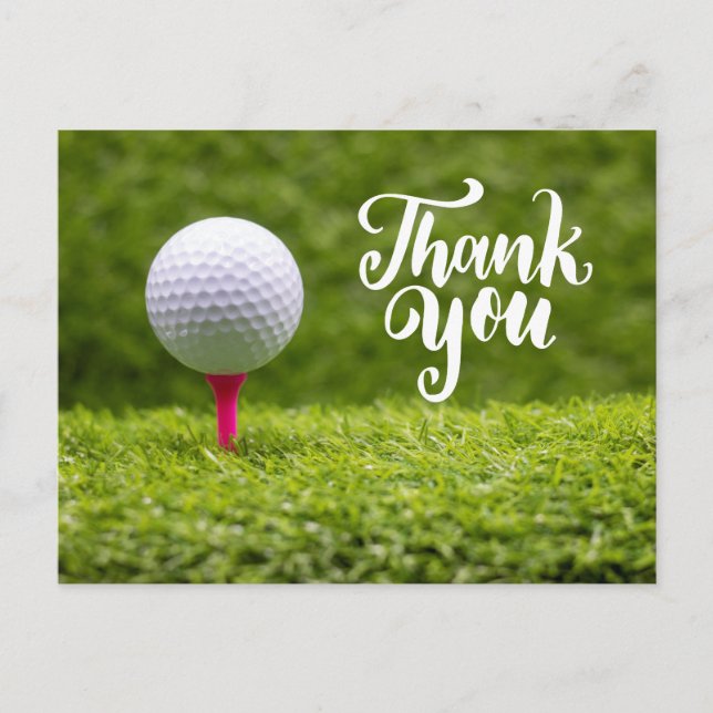 Golf Vielen Dank für den Golfball auf grünem Gras Postkarte (Vorderseite)