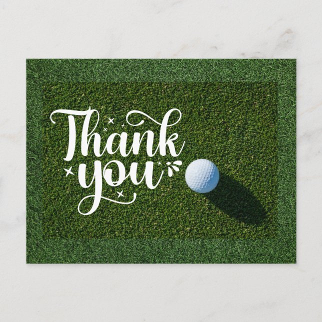 Golf Vielen Dank Karte mit Ball auf Gras für Golfe (Vorderseite)