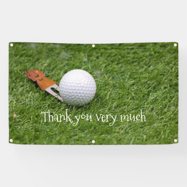 Golf Vielen Dank mit Golfball auf grünem Gras Banner (Horizontal)