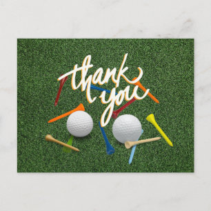 Golf Vielen Dank mit Golfball und T-Shirts auf Grü Postkarte