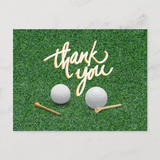 Golf Vielen Dank mit Golfball und T-Shirts auf Grü Postkarte (Vorderseite)