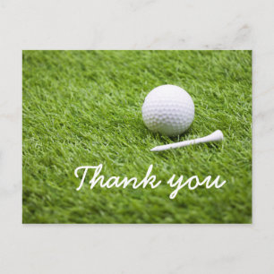 Golf Vielen Dank mit Golfball und Tee auf Grün Postkarte