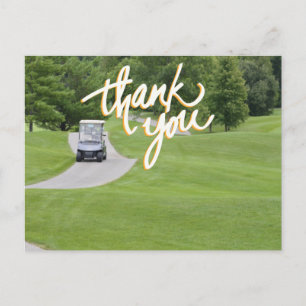 Golf Vielen Dank mit Golfwagen auf Grün Postkarte