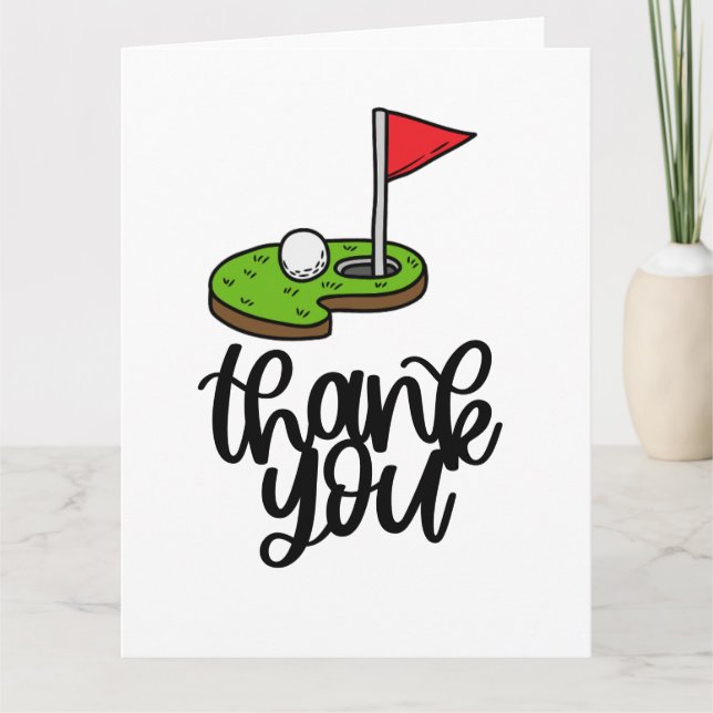 Golf Vielen Dank mit Text und Fahne auf grün Dankeskarte (Vorderseite)