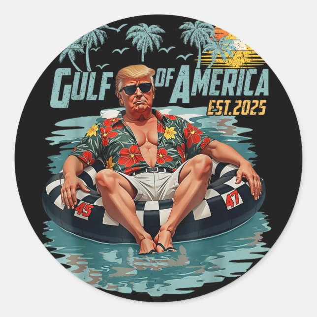 Golf von Amerika Est 2025 Amerikanische Flagge Gol Runder Aufkleber (Vorderseite)