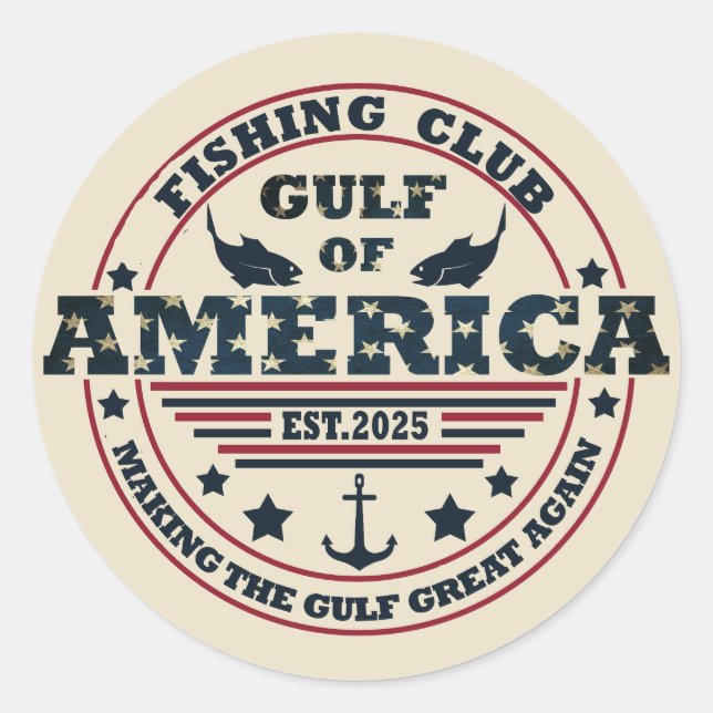 Golf von Amerika Fischerclub Amerikanisch patrioti Runder Aufkleber (Vorderseite)