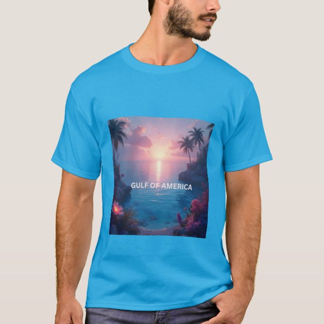 Golf von Amerika mit Sonnenuntergang T-Shirt (Vorderseite)