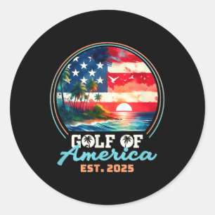 Golf von Amerika Retro Vintager Strand Runder Aufkleber