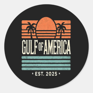 Golf von Amerika Sunset & amp; Palmen Trees Retro Runder Aufkleber