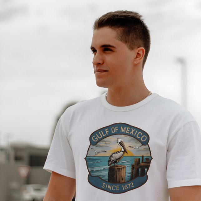 Golf von Mexiko Abzeichen für das Erbe T-Shirt (Gulf of Mexico Heritage Badge style white t-shirt. )