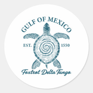 Golf von Mexiko Foxtrots Deltas Tangos Golf von Me Runder Aufkleber