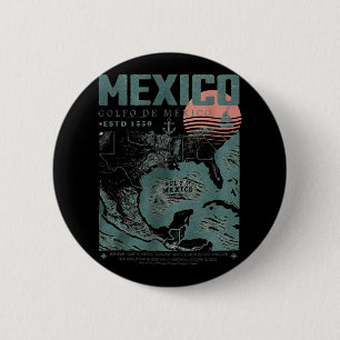 Golf von Mexiko - Golfo de México 1550 Retro Vinta Button