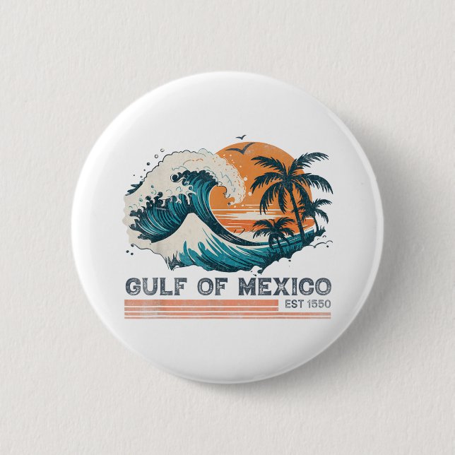 Golf von Mexiko Retro Vintag Button (Vorderseite)