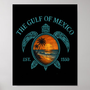 Golf von Mexiko Schildkröten Osten. 1550 Retro-Vin Poster
