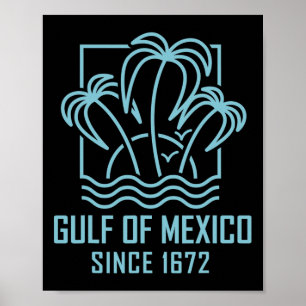 Golf von Mexiko seit 1672 Retro Vintage Sonnenunte Poster
