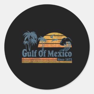 Golf von Mexiko seit 1672 Retro Vintage Strand Runder Aufkleber