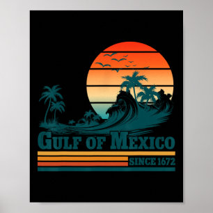 Golf von Mexiko seit 1672 Vintag Sunset Beach T-s Poster