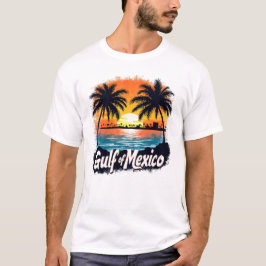 Golf von Mexiko Sonnenuntergang Silhouette Palmen T-Shirt