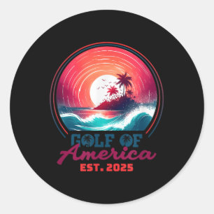 Golf Von Uns Amerika Est 2025 Retro Vintage Strand Runder Aufkleber