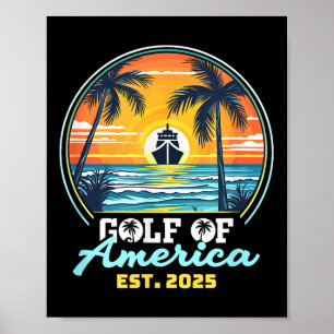 Golf Von USA Amerika Shirt Est 2025 Retro Vintage Poster