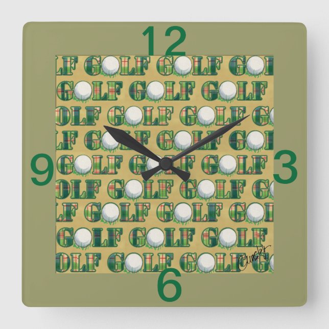 Golf wall clock quadratische wanduhr (Vorderseite)