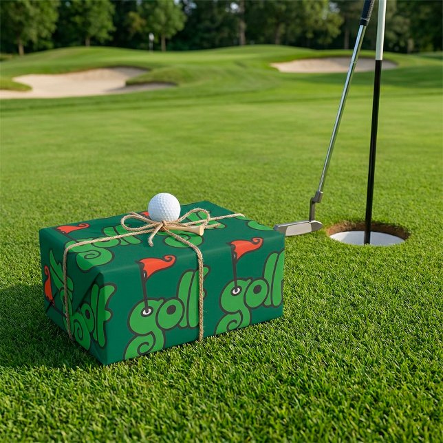 Golf Wang Lebendiges Grün und Rot Geschenkpapier (Von Creator hochgeladen)