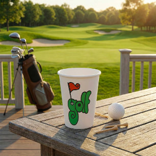 Golf Wang Lebendiges Grün und Rot Pappbecher