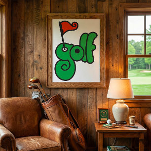 Golf Wang Lebendiges Grün und Rot Poster