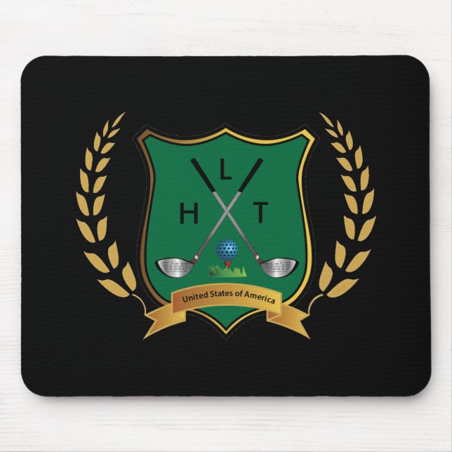 GOLF-Wappen mit Laurel Wreath und Monogramm Mousepad (Vorne)