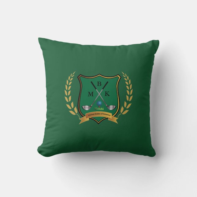 GOLF Wappen mit Lorbeerwreath-Monogramm Kissen (Vorderseite)