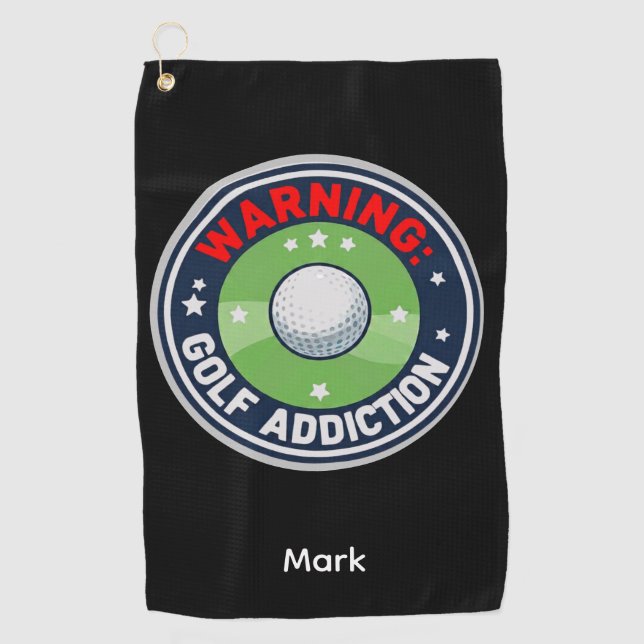 Golf Warnung Ernsthafte Sucht Lustiger Golfer Golfhandtuch (Vorderseite)