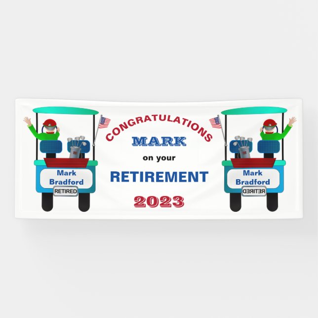 Golf Waving Auf Wiedersehen beim Golf Cart Banner (Horizontal)