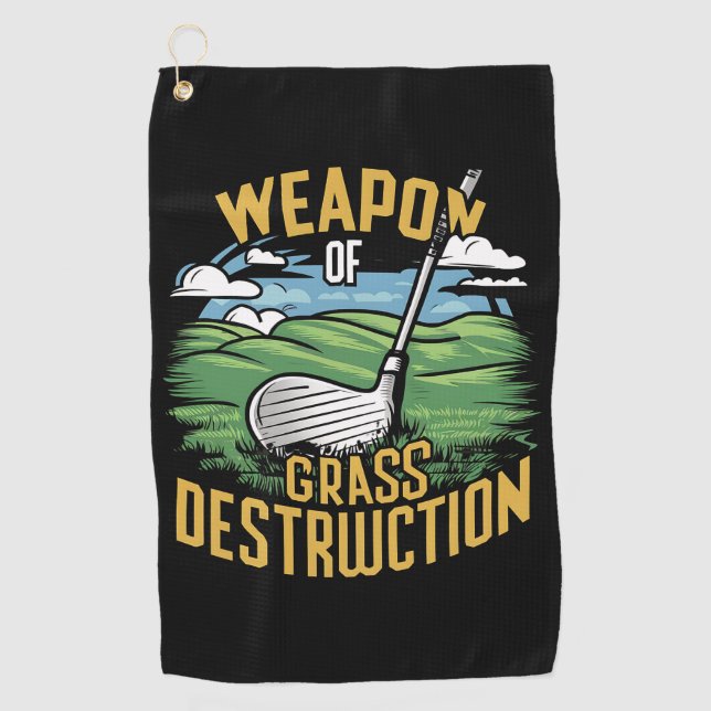 Golf Weapon of Grass Destruction Art Golfhandtuch (Vorderseite)