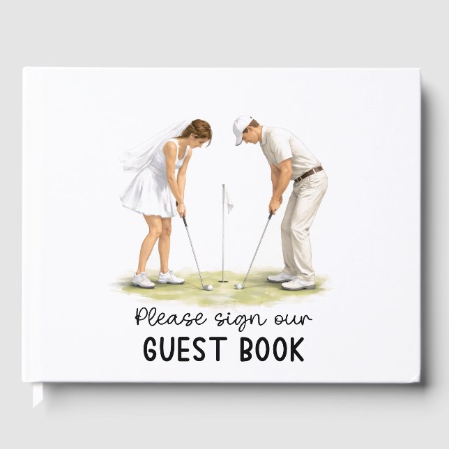 Golf Wedding Bride & Groom golfing Gästebuch (Vorderseite)