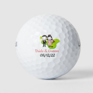 Golf Wedding Brie and Groom auf Golfplatz Golfball