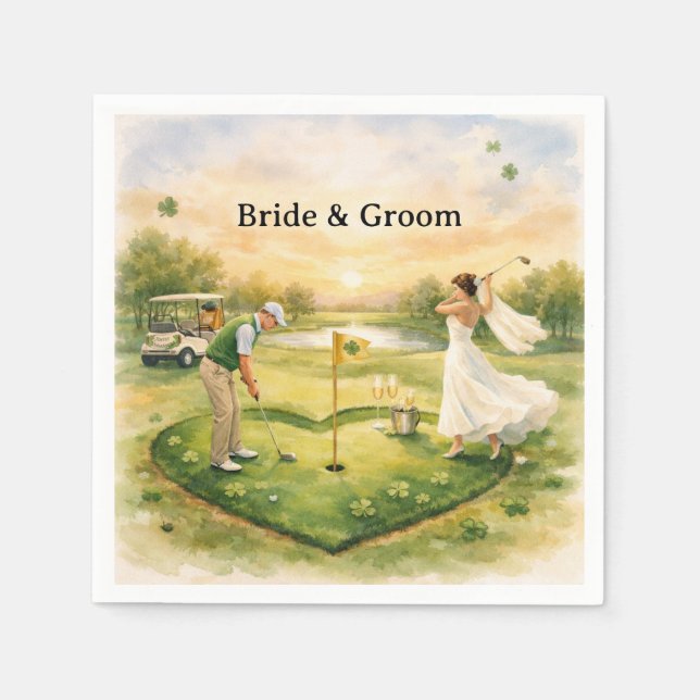 Golf Wedding Lucky in Love St. Patrick's Day theme Serviette (Vorderseite)