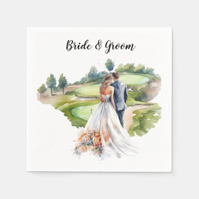 Golf Wedding mit Braut und Bräutigam Golfplatz Serviette (Vorderseite)