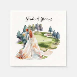 Golf Wedding mit Braut und Bräutigam Golfplatz Serviette