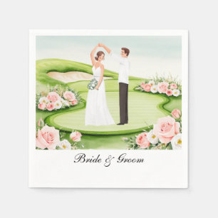 Golf Wedding mit Bride and Groom auf Kurs Serviette