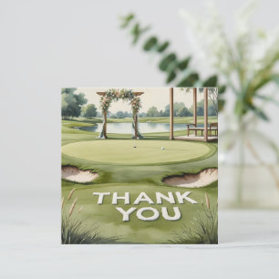 Golf Wedding mit Text auf Golfplatz Dankeskarte