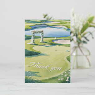 Golf Wedding mit Text auf Golfplatz Dankeskarte