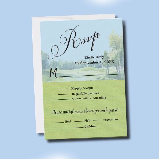 Golf Wedding RSVP Card QR Code Optional  (Von Creator hochgeladen)