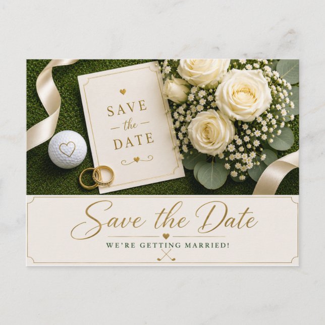Golf Wedding Save the Date Invitation  Postkarte (Vorderseite)