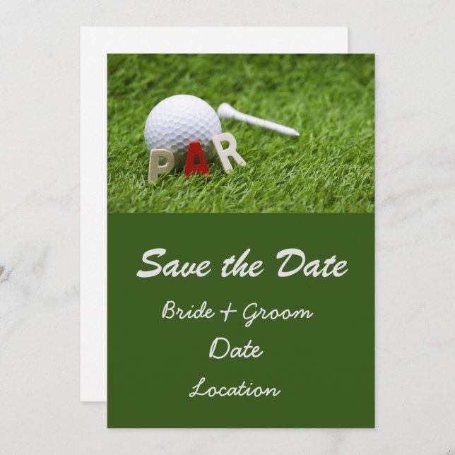 Golf Wedding speichern Sie das Datum par to pair Einladung (Vorne/Hinten)