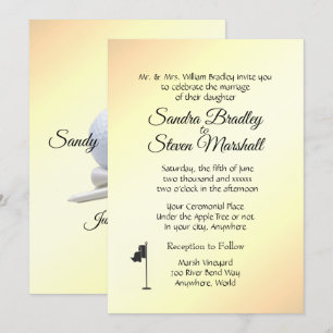 Golf Wedding Thema Gelbe Einladungen