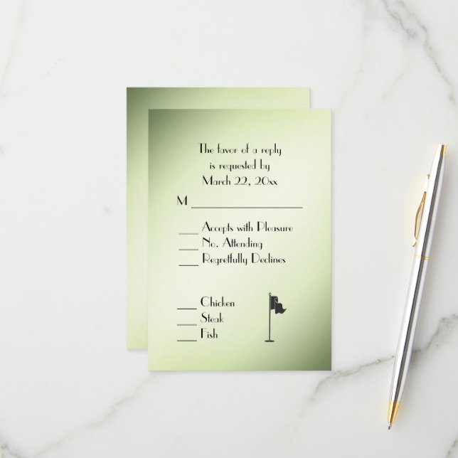 Golf Wedding Thema Green UAWG with Menu Selection RSVP Karte (Vorderseite/Rückseite Beispiel)