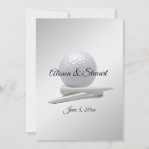 Golf Wedding Thema Silberne Einladungen