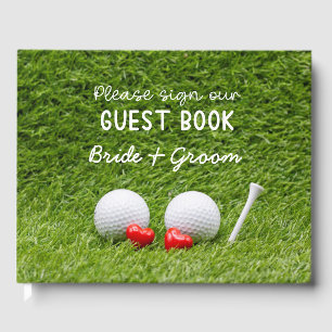 Golf Wedding zwei Golfbälle auf Grün mit Liebe Gästebuch