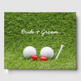 Golf Wedding zwei Golfbälle auf Grün mit Liebe Gästebuch