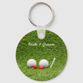 Golf Wedding zwei Golfbälle auf Grün mit Liebe Schlüsselanhänger
